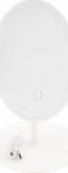 Andowl Small Oval Makeup Mirror with Round Base & LED Lighting USB White (OEM)